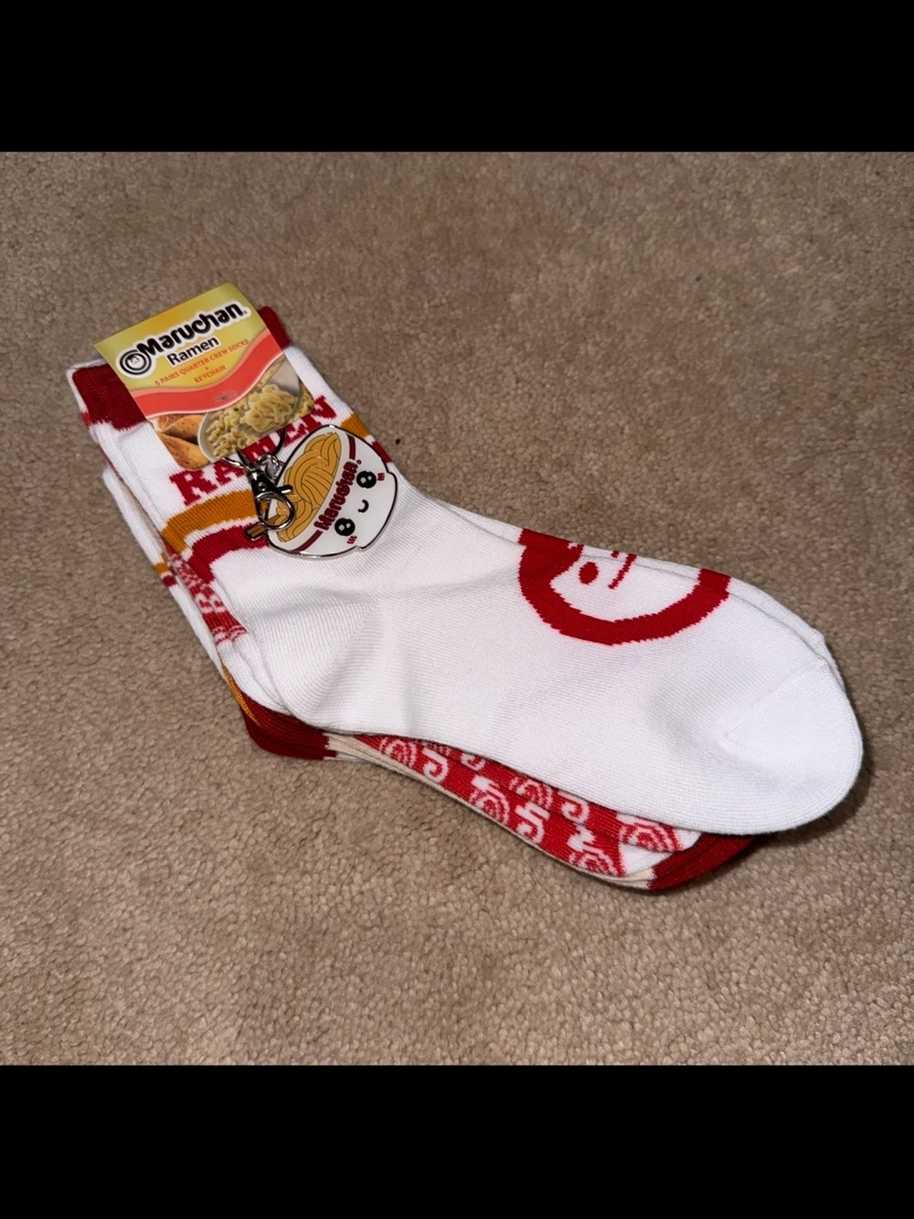Men’s White & Red Ramen Crew Socks